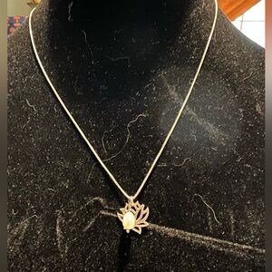 Sterling silver AGI Italy chain with lotus pendant and pearl. Great condition